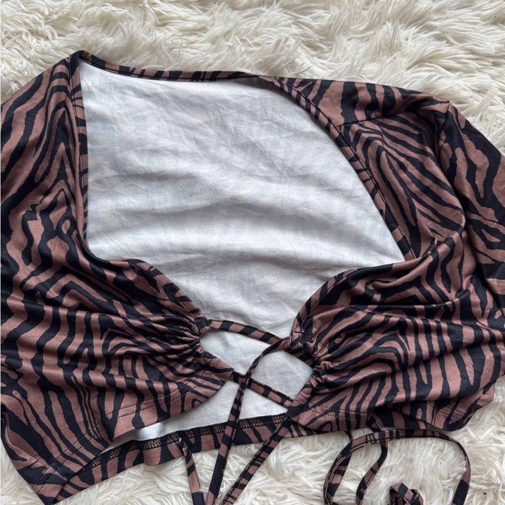 Zebra Print Wrap Top